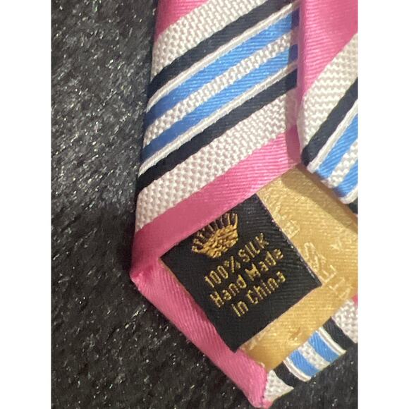 Countess Mara Pink 100% Silk Tie Logo Lined Elegant Classic 58.5” - Picture 4 of 10